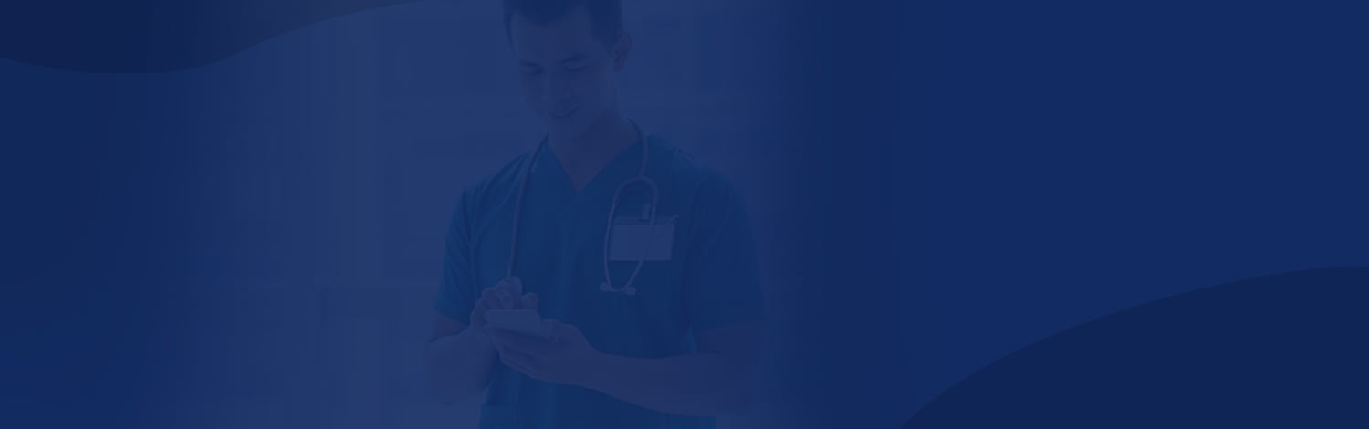 Nurse reviewing patient info on mobile phone