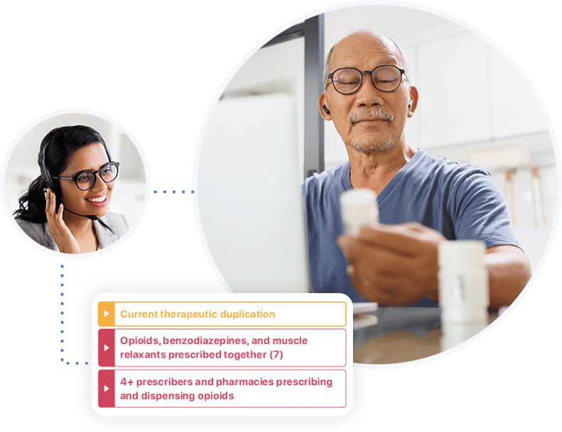 Elderly Asian man looking at his medications