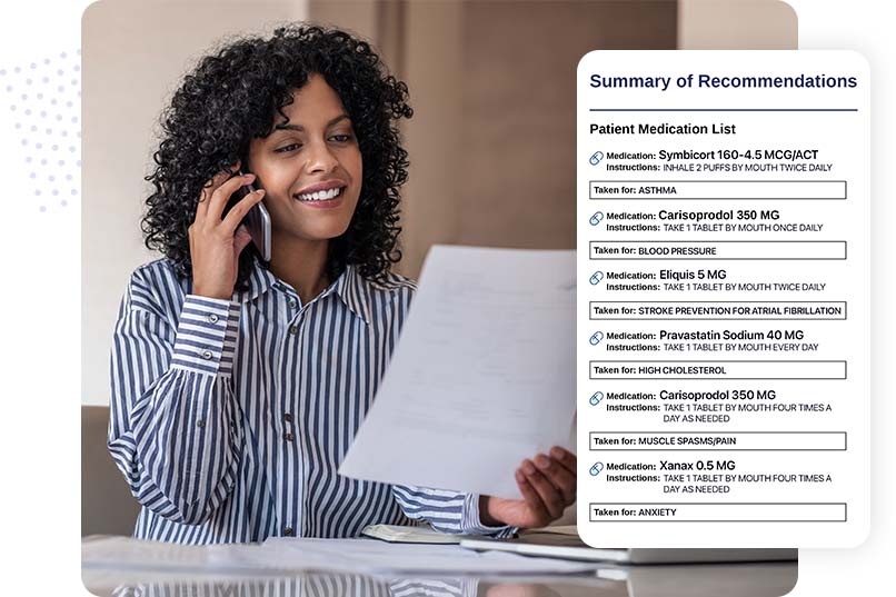 Clinical pharmacist reviewing medication list