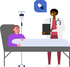 Provider and patient in hospital